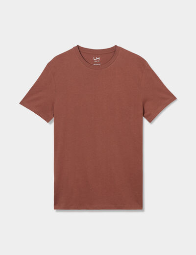 T-shirt en coton manches courtes marron homme