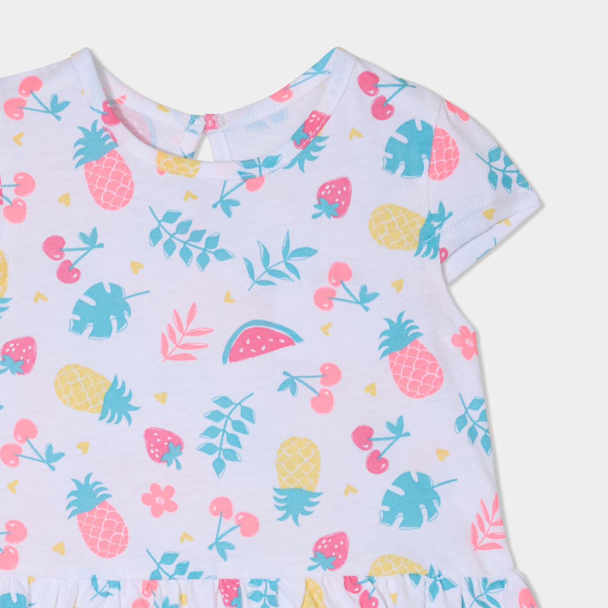 Robe manches courtes coton blanc b&eacute;b&eacute; fille
