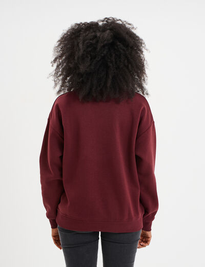 Sweat oversize manches longues bordeaux femme
