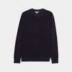 Pull col rond coton manches longues bleu foncé homme