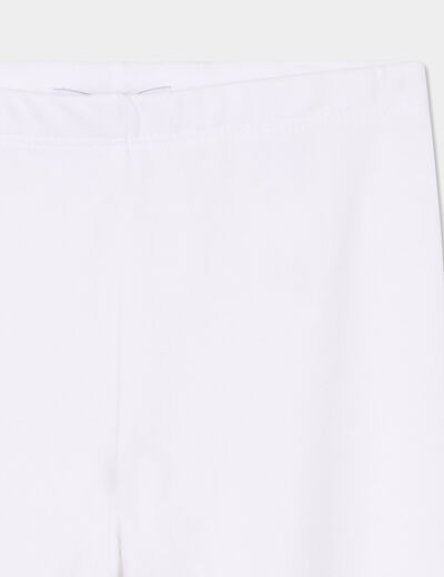 Legging long coton taille élastiquée blanc fille