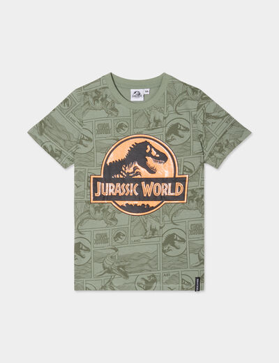 T-shirt manches courtes Jurassic World vert kaki garçon