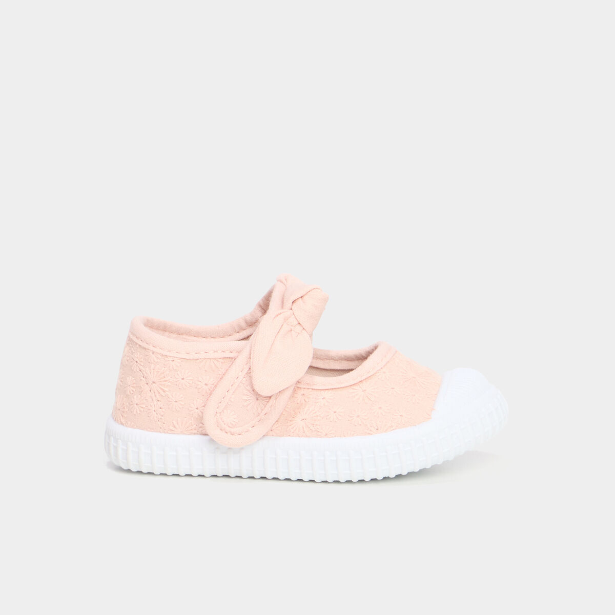 Babies brod&eacute;es renforc&eacute;es semelle souple rose b&eacute;b&eacute; fille