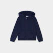 Sweat zipp&eacute; &agrave; capuche droit molleton bleu marine fille