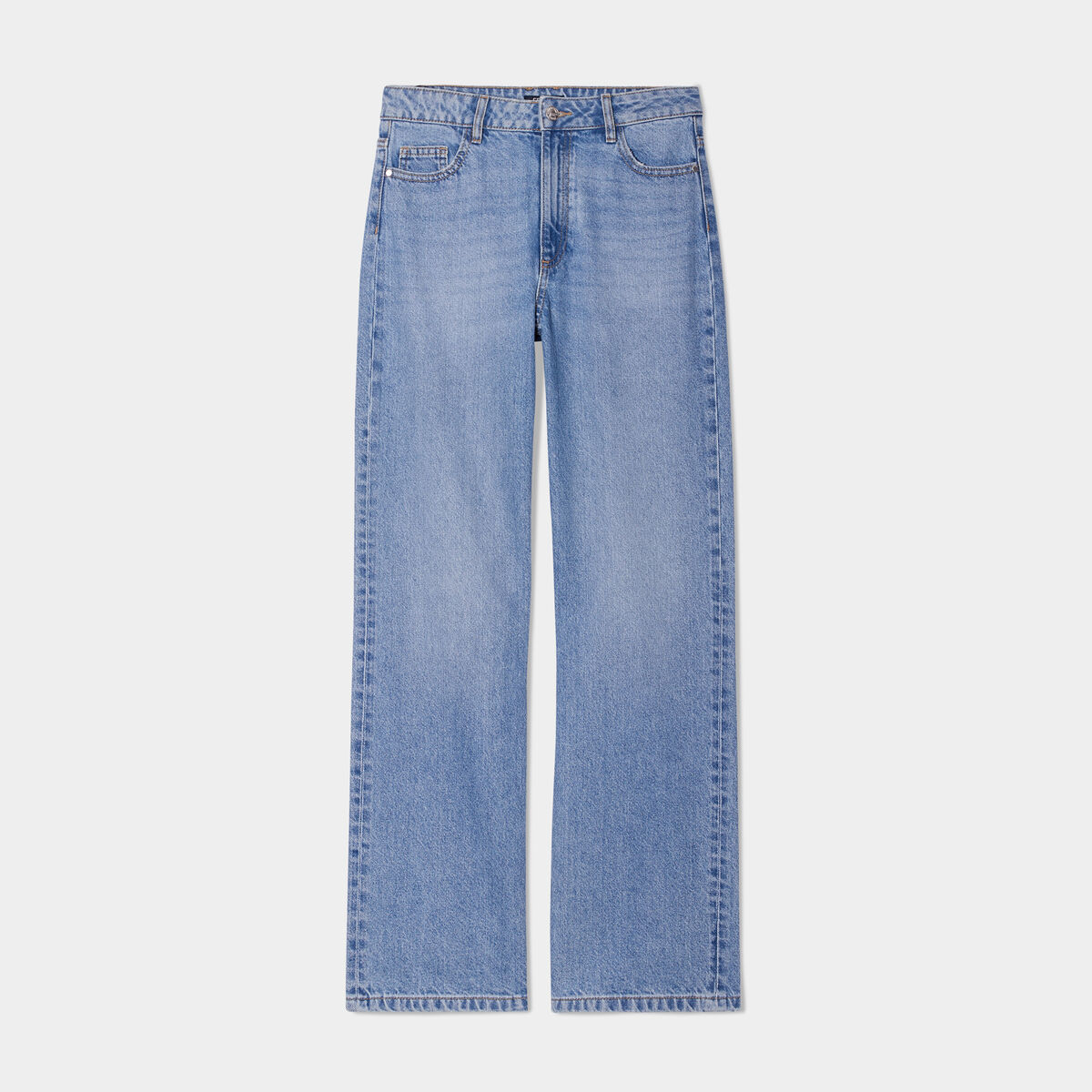 Jeans wide leg taille haute coton denim double stone femme
