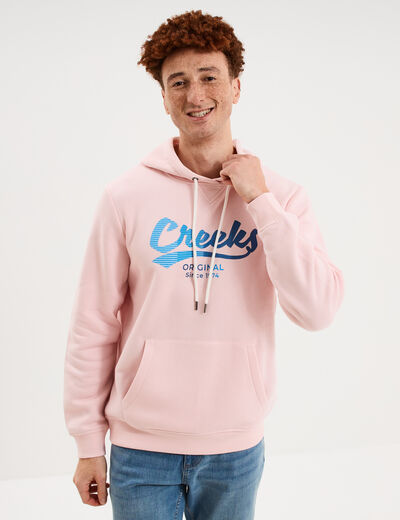 Sweat hoodie 1 poche molleton rose pastel homme