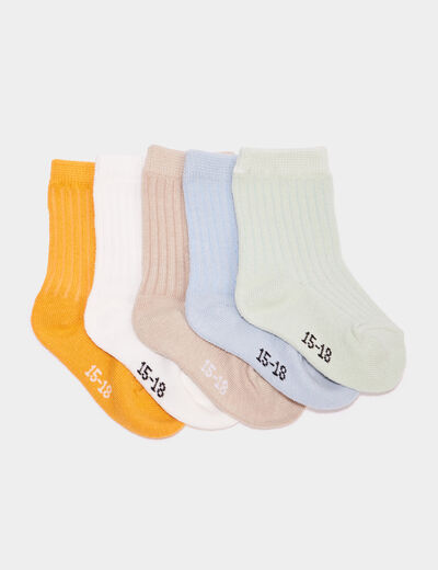 Lot 5 paires chaussettes côtelées multicolore bébé garçon