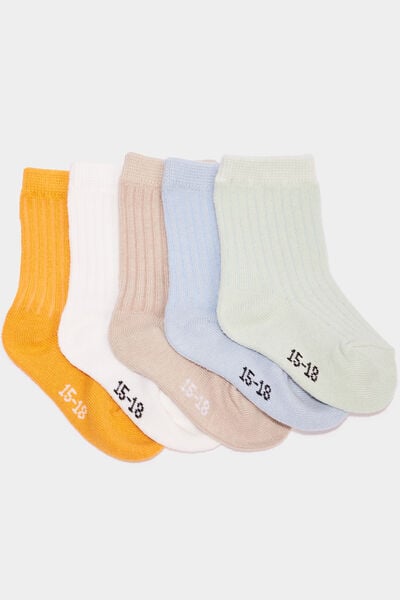 Lot 5 paires chaussettes c&ocirc;tel&eacute;es multicolore b&eacute;b&eacute; gar&ccedil;on