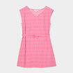 Robe fluide ceintur&eacute;e rose fushia fille