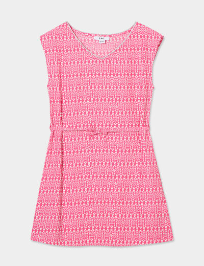 Robe fluide ceinturée rose fushia fille