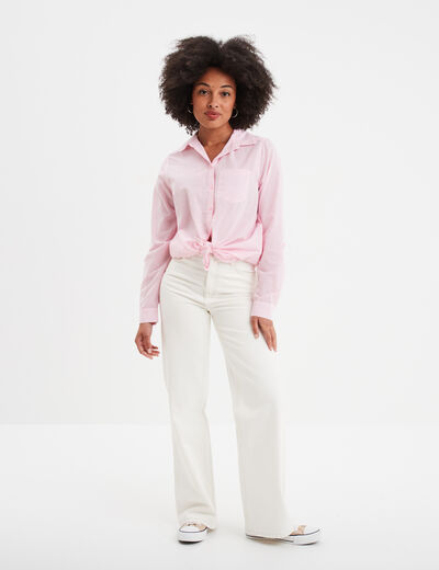 Chemise manches longues 1 poche coton blanc femme