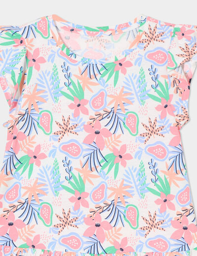 Robe courte évasée à volants ecru fille