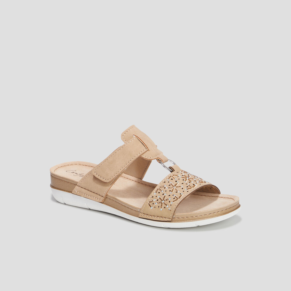 Mules compens&eacute;es en cuir Confortissimo sable femme