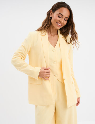 Veste blazer droite jaune clair femme