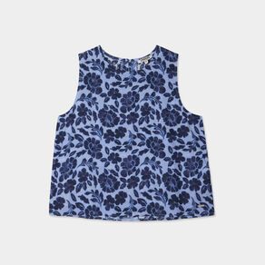 Blouse sans manches col rond bleu femme
