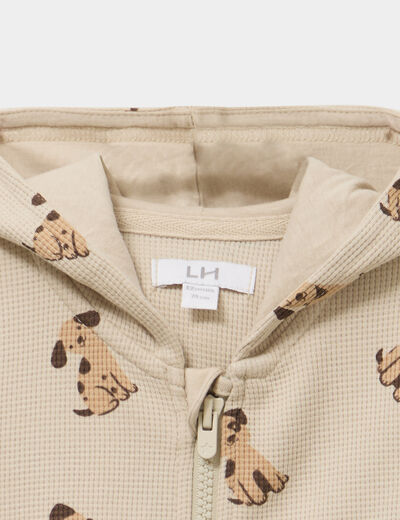 Sweat zipp&eacute; &agrave; capuche coton ecru b&eacute;b&eacute; gar&ccedil;on
