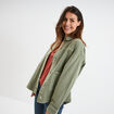 Veste surchemise oversize en jean coton vert kaki femme