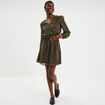 Robe fluide manches longues vert kaki femme