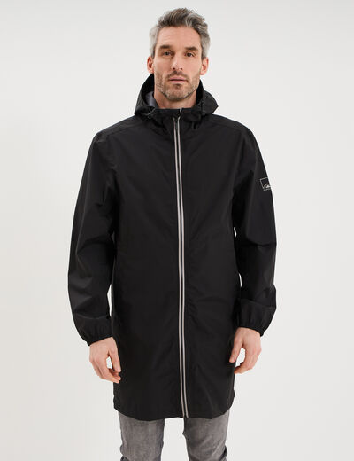 Parka imperm&eacute;able coupe-vent &agrave; capuche noir homme