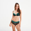 Soutien-gorge dentelle maxi push-up vert foncé femme
