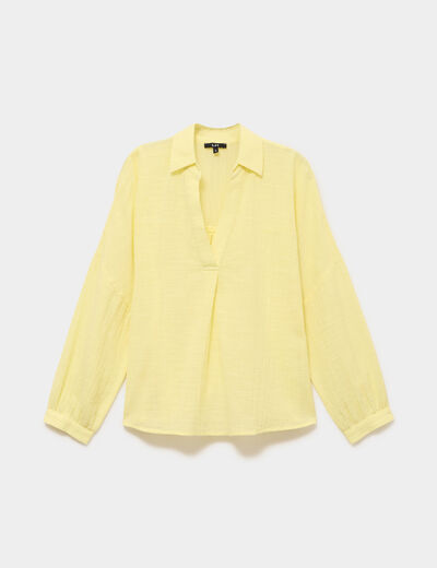 Blouse manches longues ample coton jaune clair femme