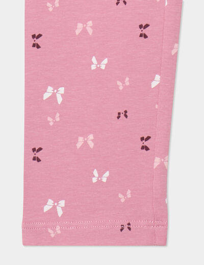 Legging long élastiqué coton vieux rose fille
