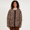 Veste sherpa doubl&eacute;e boutonn&eacute;e beige clair femme