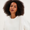 Sweat col rond oversize manches longues blanc femme
