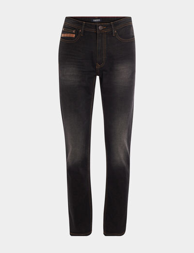 Jeans straight taille standard denim noir homme