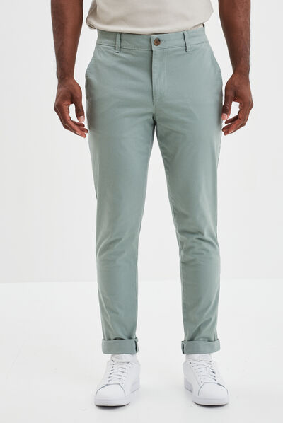 Pantalon chino slim coton vert clair homme