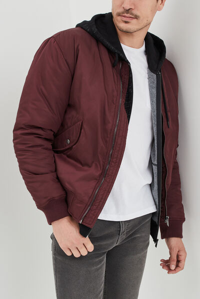 Veste bomber zippée prune homme