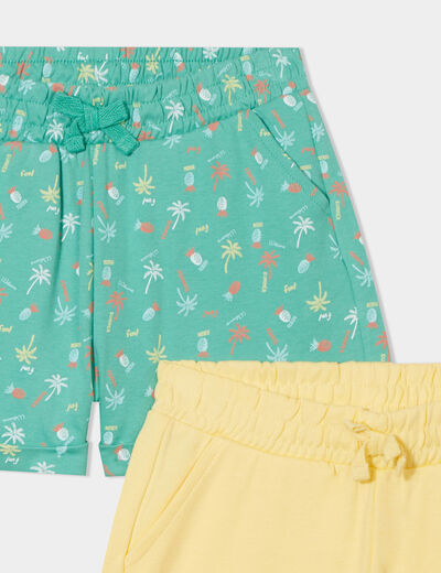 Lot 2 shorts vert menthe fille