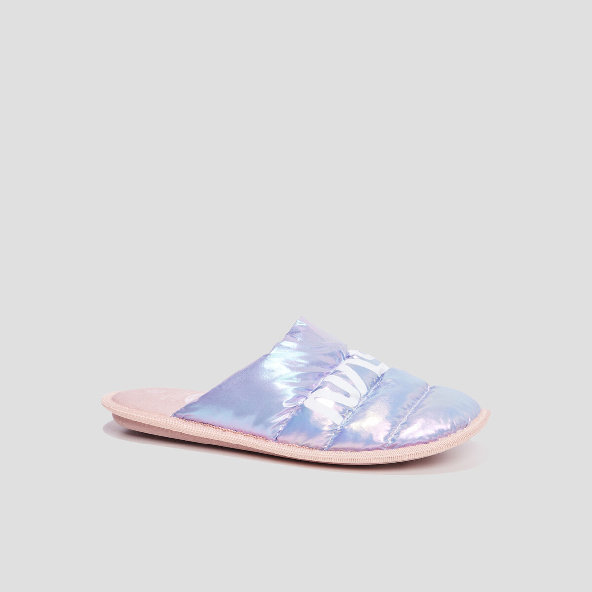 Chaussons mules holographiques NASA bleu femme