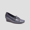 Mocassins compens&eacute;s gris fonc&eacute; femme