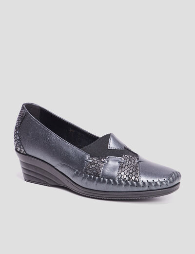 Mocassins compensés gris foncé femme