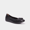Ballerines pied large en cuir Walking noir femme