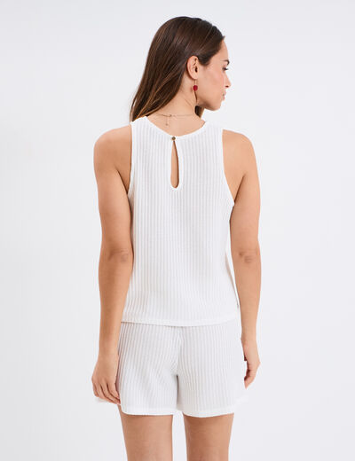 Débardeur effet crochet blanc femme