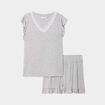 Ensemble pyjama short à volants 2 pièces gris femme