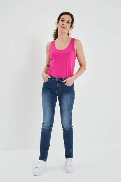 Jeans straight taille normale denim stone femme
