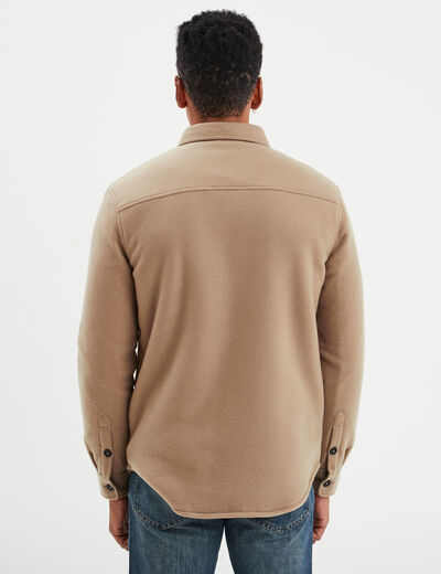 Surchemise col imitation laine de mouton taupe homme