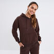 Sweat hoodie molleton à capuche marron foncé femme