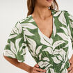 Robe longue col V taille &eacute;lastiqu&eacute;e vert kaki femme