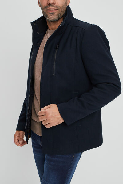 Veste droite courte zippée bleu marine homme