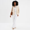 Blouse sans manches col tunisien coton blanc femme
