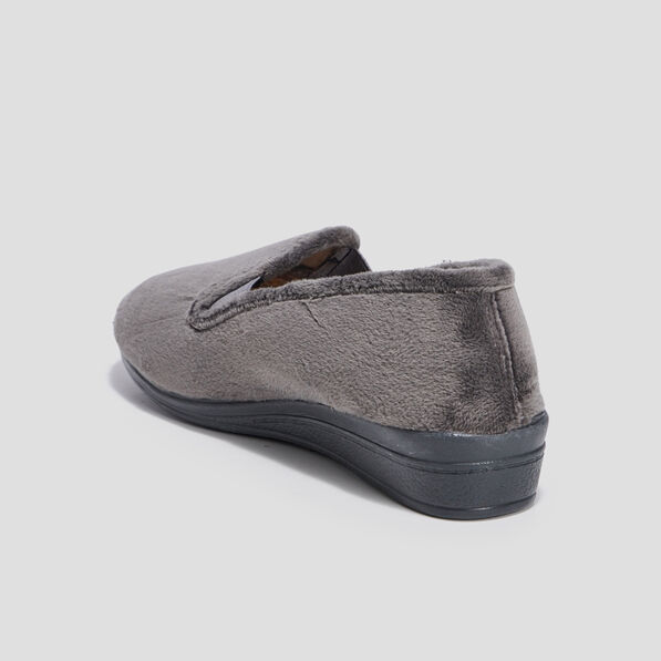 Chaussons brodés gris femme