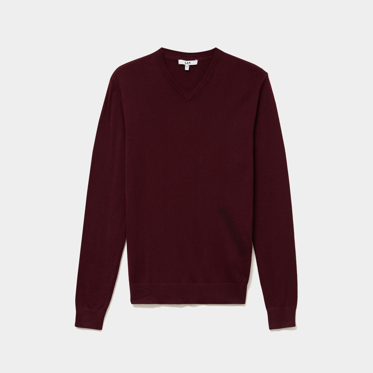 Pull jersey avec col en V violet fonc&eacute; homme