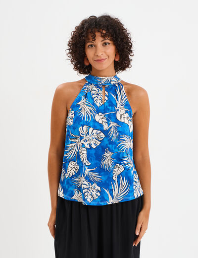 Débardeur encolure américaine bleu electrique femme
