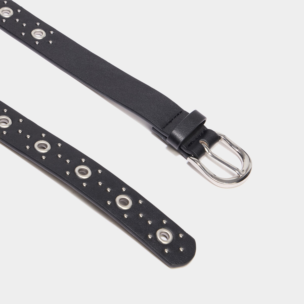 Ceinture oeillets et clous noir femme