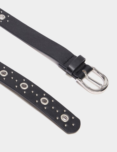 Ceinture oeillets et clous noir femme