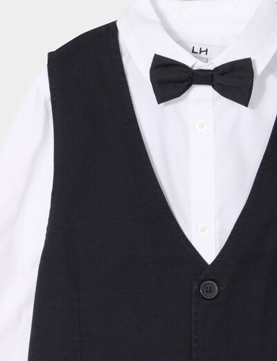 Ensemble 3 pièces chemise veste noeud noir garçon